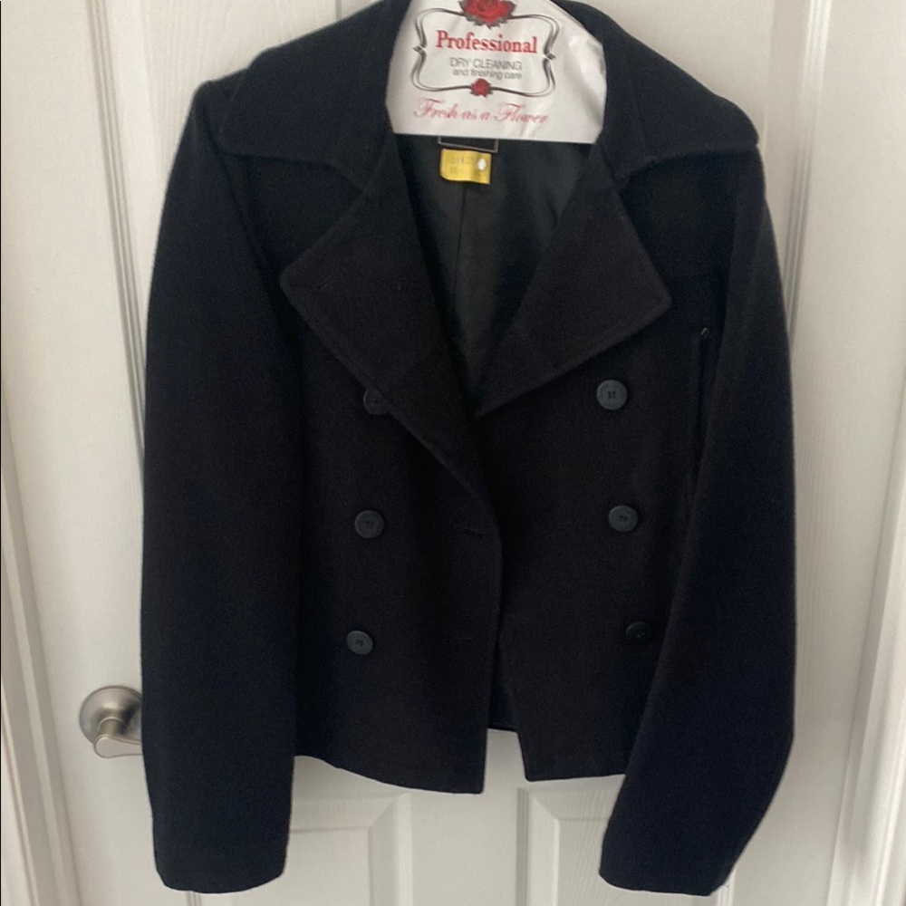Guess Black Peacoat Classic Wool Design